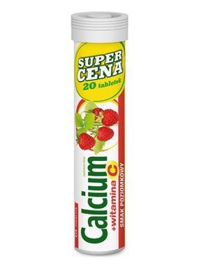 CALCIUM +VIT C x 20 tabletek smak poziomkowy