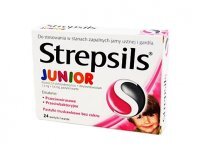 STREPSILS Junior truskawkowe bez cukru 24 pastylki